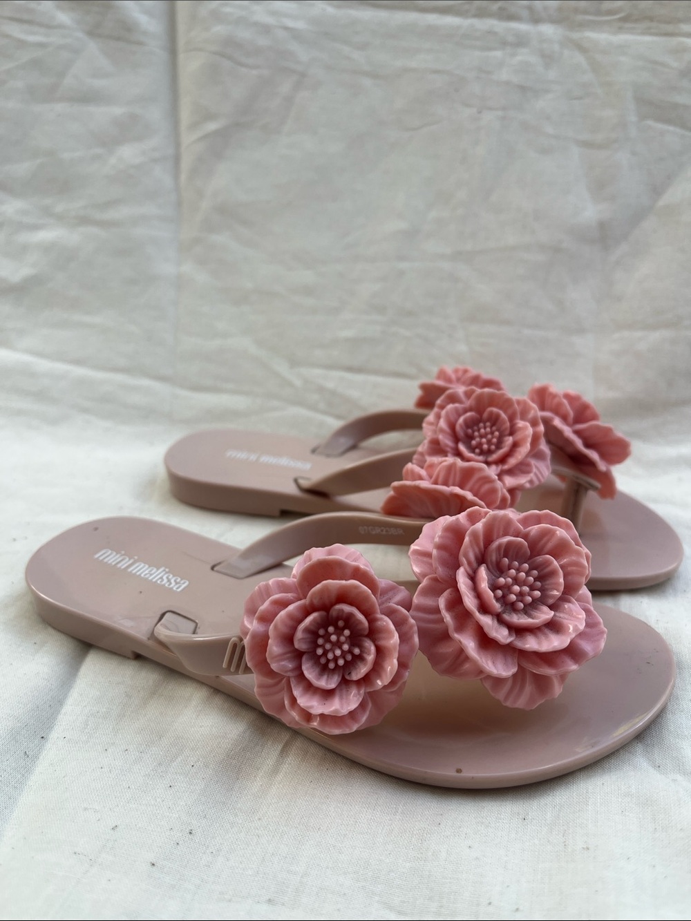 Mini Melissa Harmonic Springtime Pink Floral Jelly Flip Flops - Size 11 - Picture 5 of 6